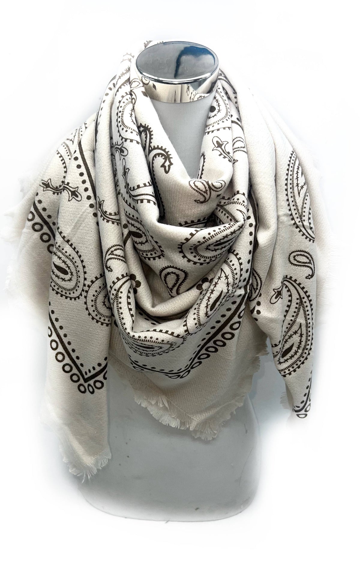 K2 Square wool scarf with paisley pattern