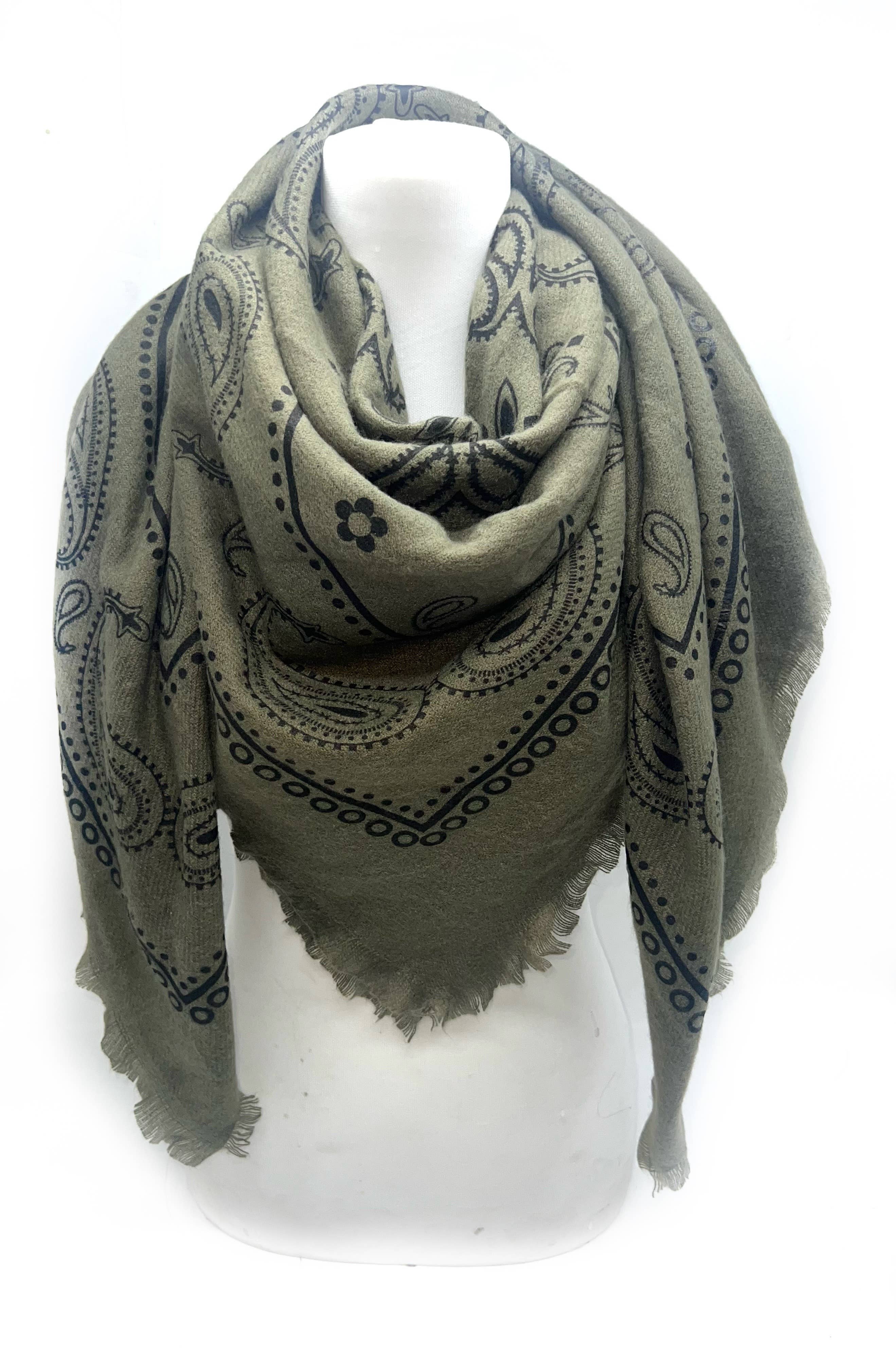 K2 Square wool scarf with paisley pattern