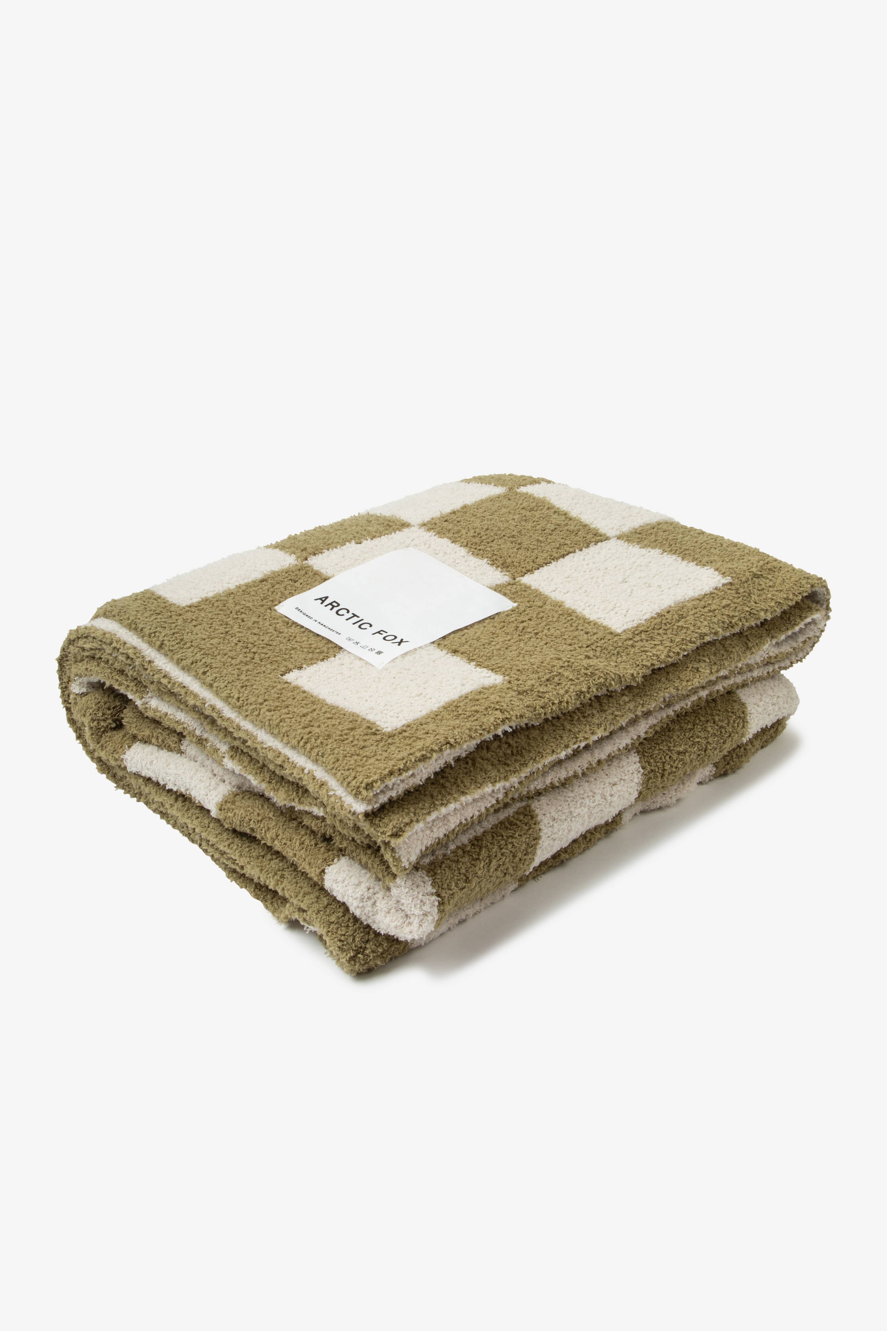The Teddy Throw - 100% Recycled - Khaki Check - AW25