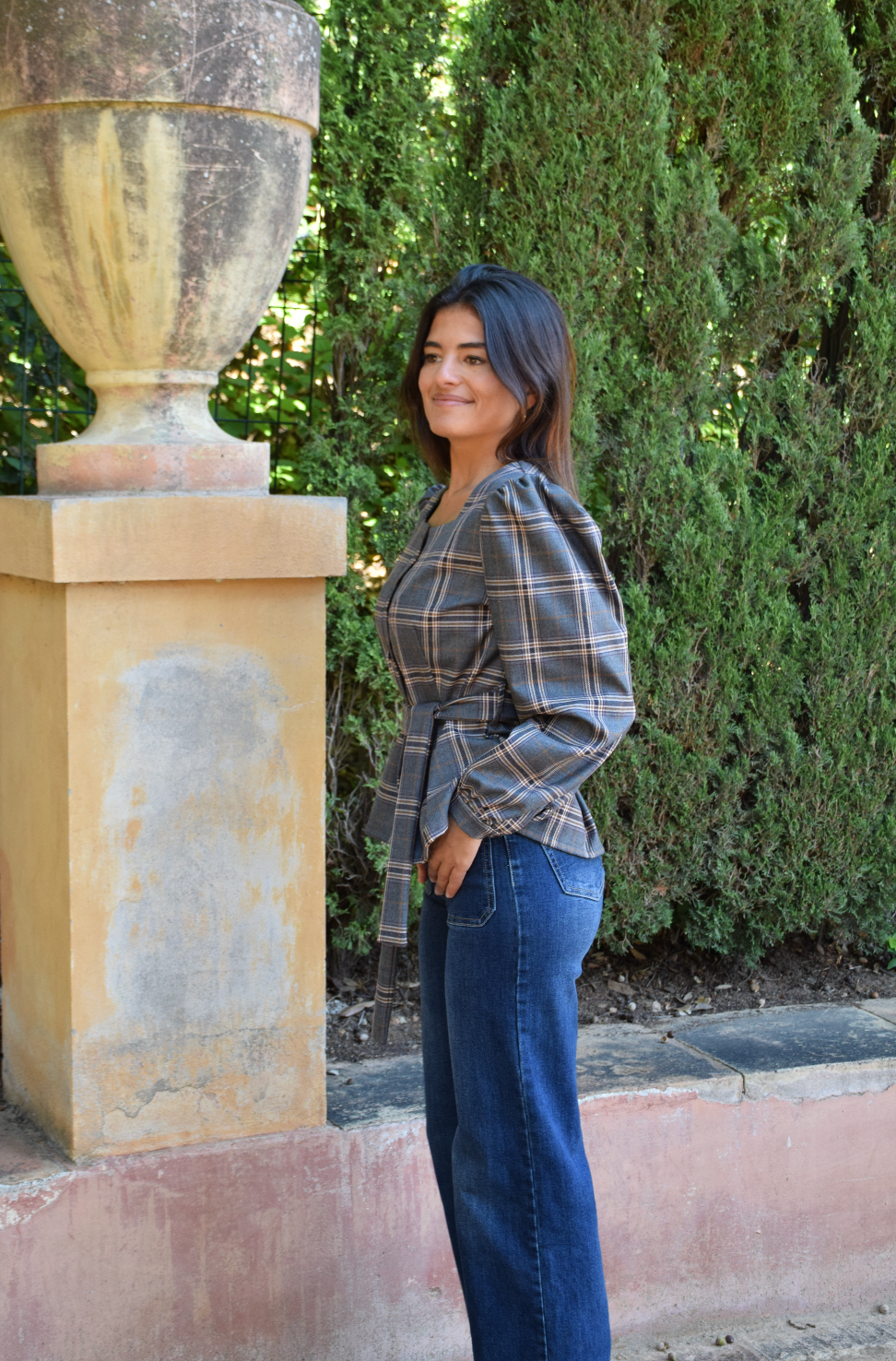 Beth Checkered Gray Blouse