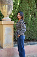 Load image into Gallery viewer, Beth Checkered Gray Blouse
