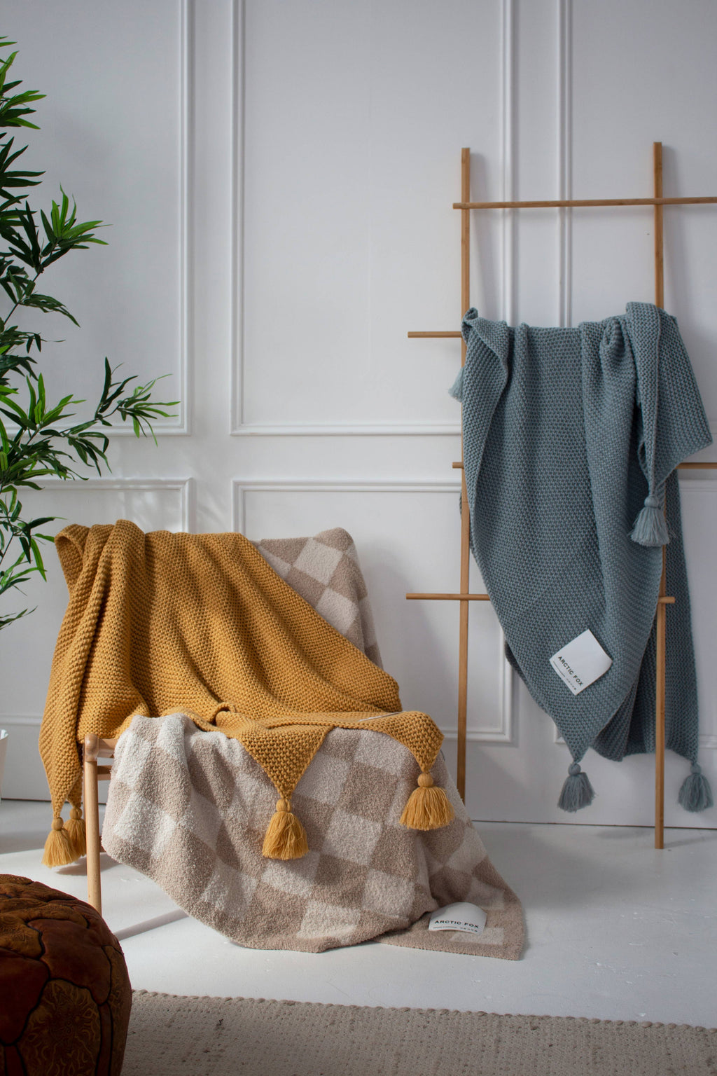 The Teddy Throw - 100% Recycled - Beige Check - AW25