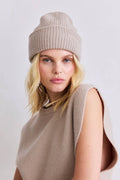 Merino Wool Embroidered Beanie - Soft Taupe - AW25