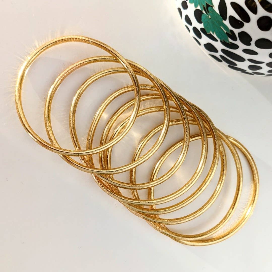 Thin Buddhist bangle - light gold (Best-seller)