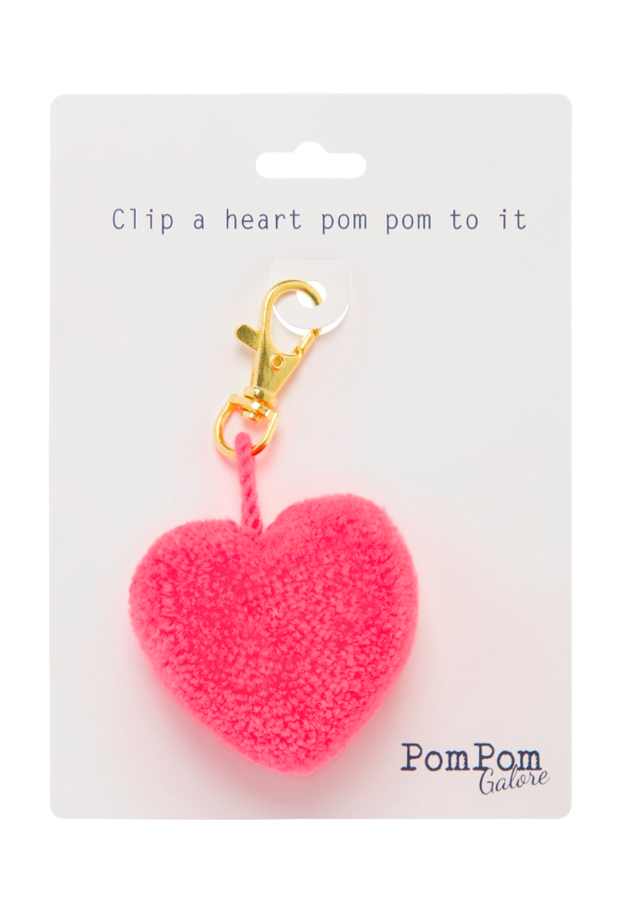 Blush Pink pom pom heart Clip