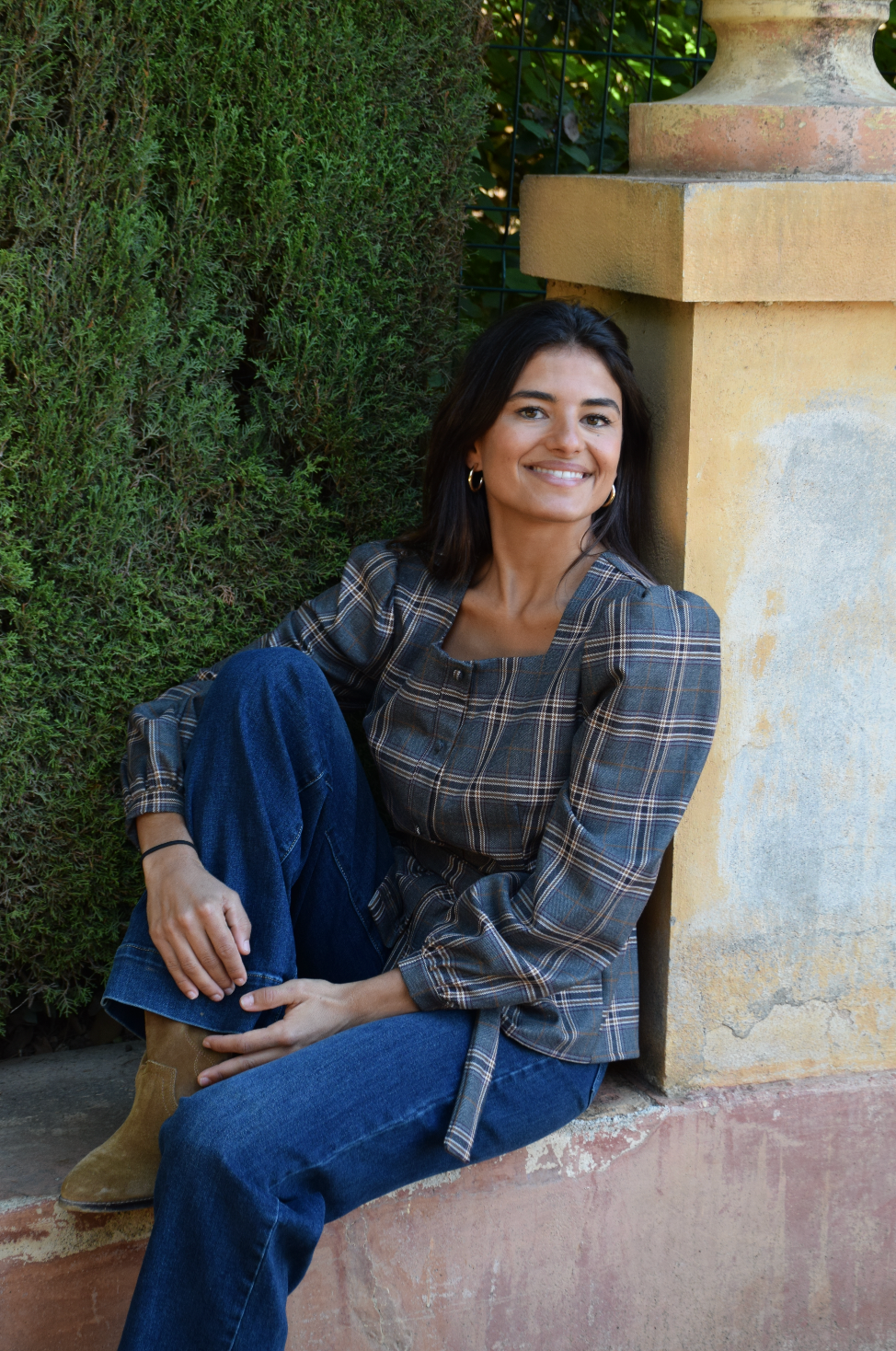 Beth Checkered Gray Blouse