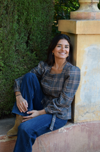 Load image into Gallery viewer, Beth Checkered Gray Blouse
