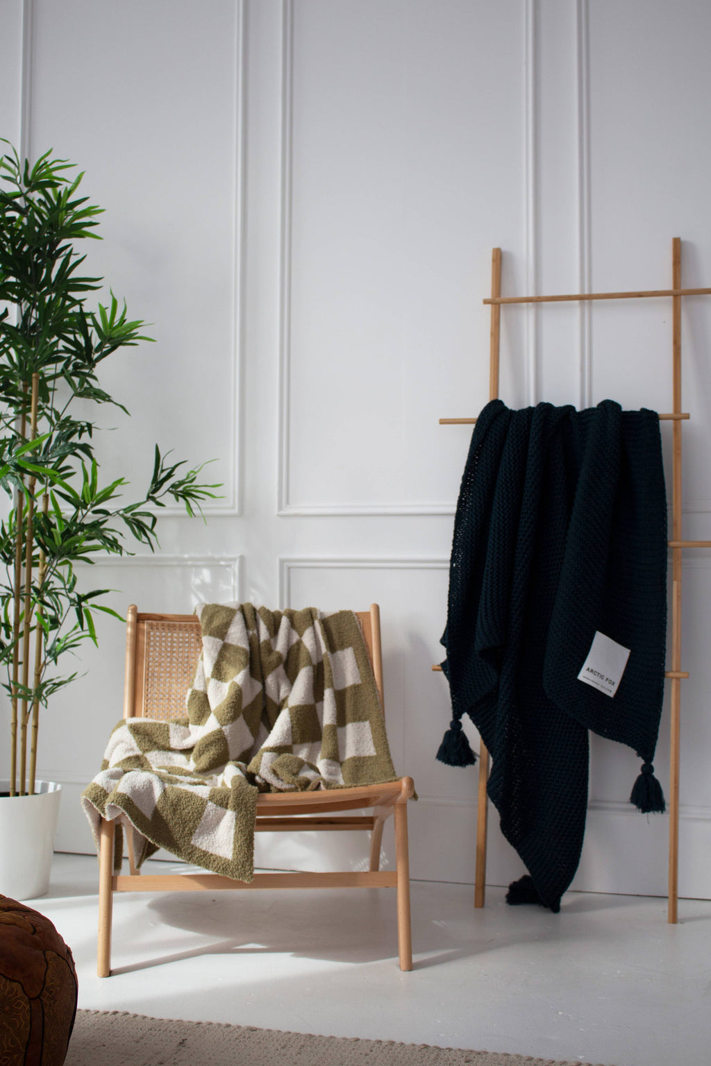 The Teddy Throw - 100% Recycled - Khaki Check - AW25