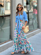 Load image into Gallery viewer, Diamond Print Floaty Maxi Skirt in Blue/Pink One Size (8-14)
