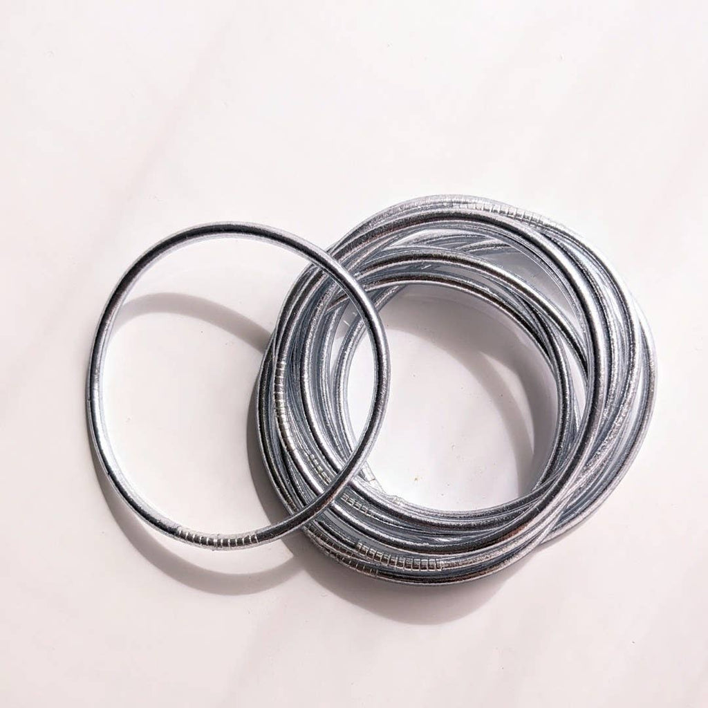 Thin Buddhist bangle - silver