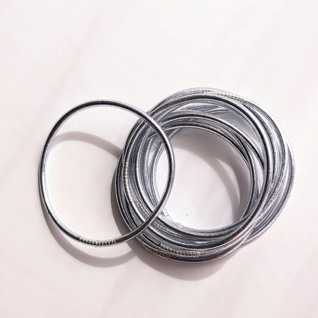 Thin Buddhist bangle - silver