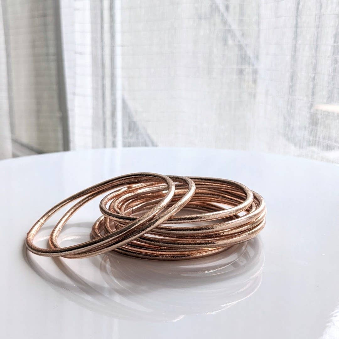 Thin Buddhist bangle bracelet - champagne