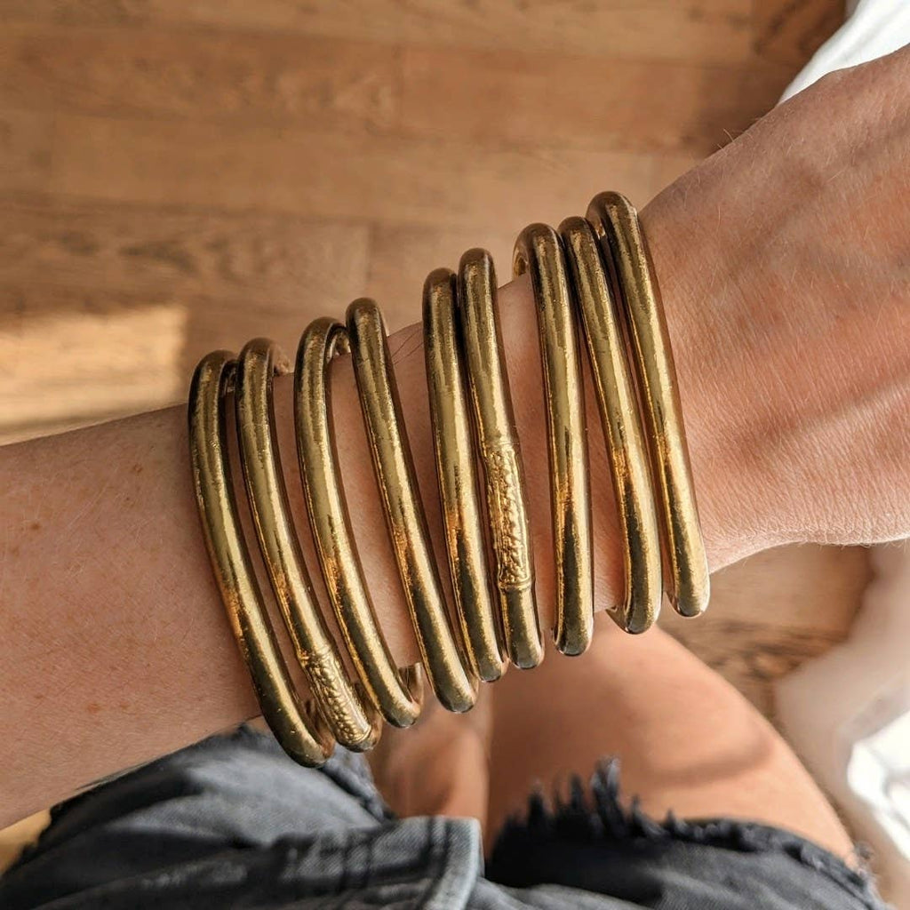 Buddhist bangle bracelet - antique gold