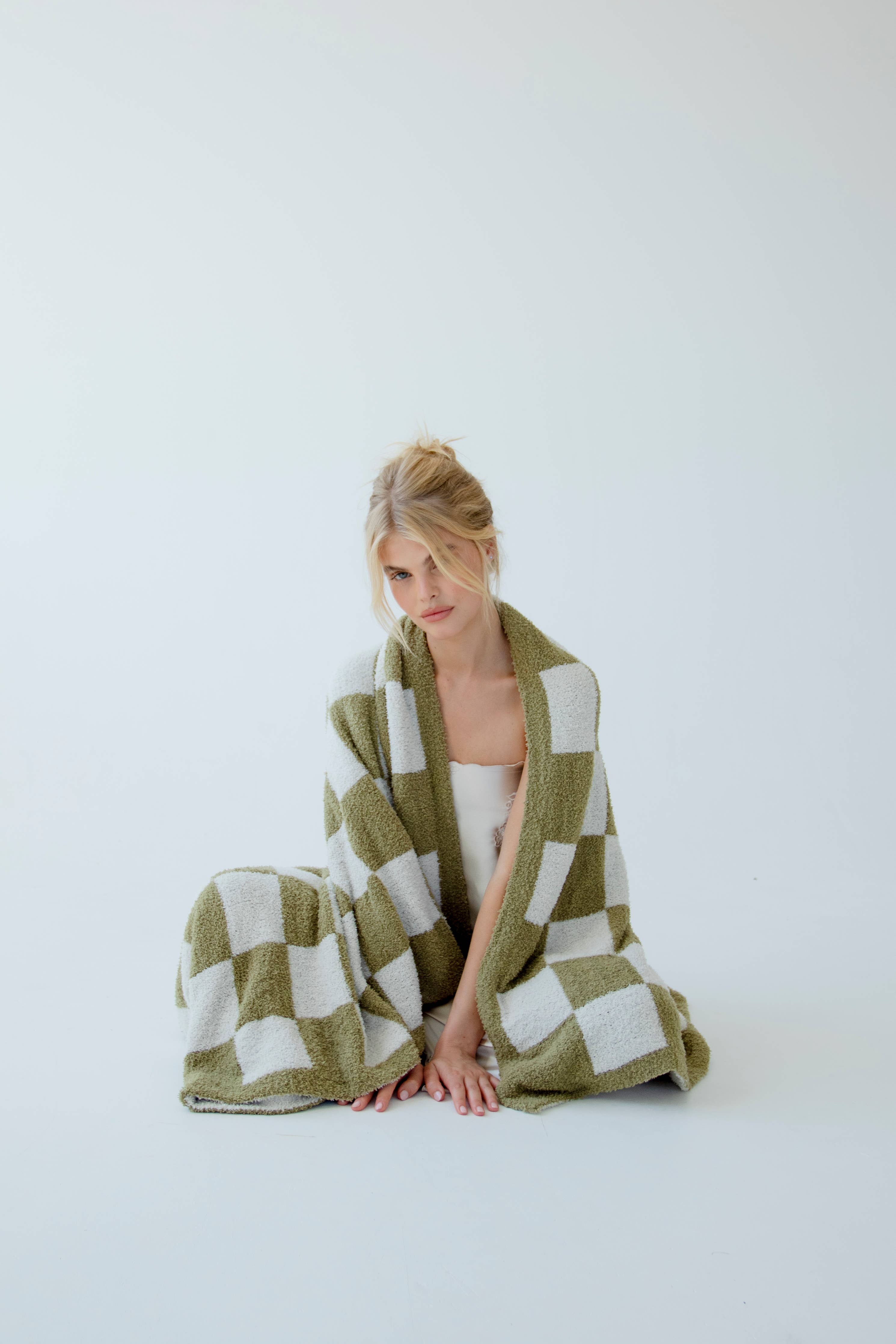The Teddy Throw - 100% Recycled - Khaki Check - AW25