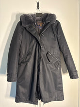 Load image into Gallery viewer, Woolrich Navy Rex Fur trimmed parka, Size Small
