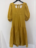 Johanna Sands Mustard Textured midi dress, Size 12