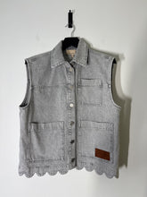 Load image into Gallery viewer, Stella Nova Grey Denim scalloped waistcoat, Size 36
