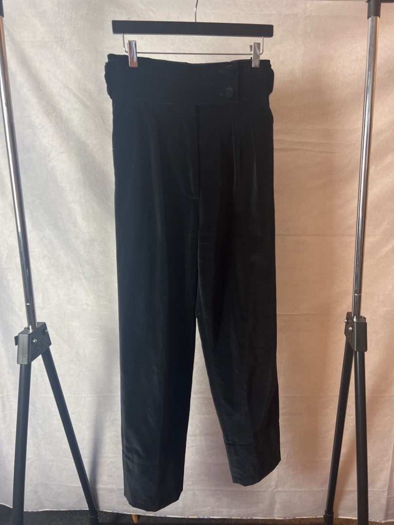 Anna Mason Black Black velvet trousers, Size 8