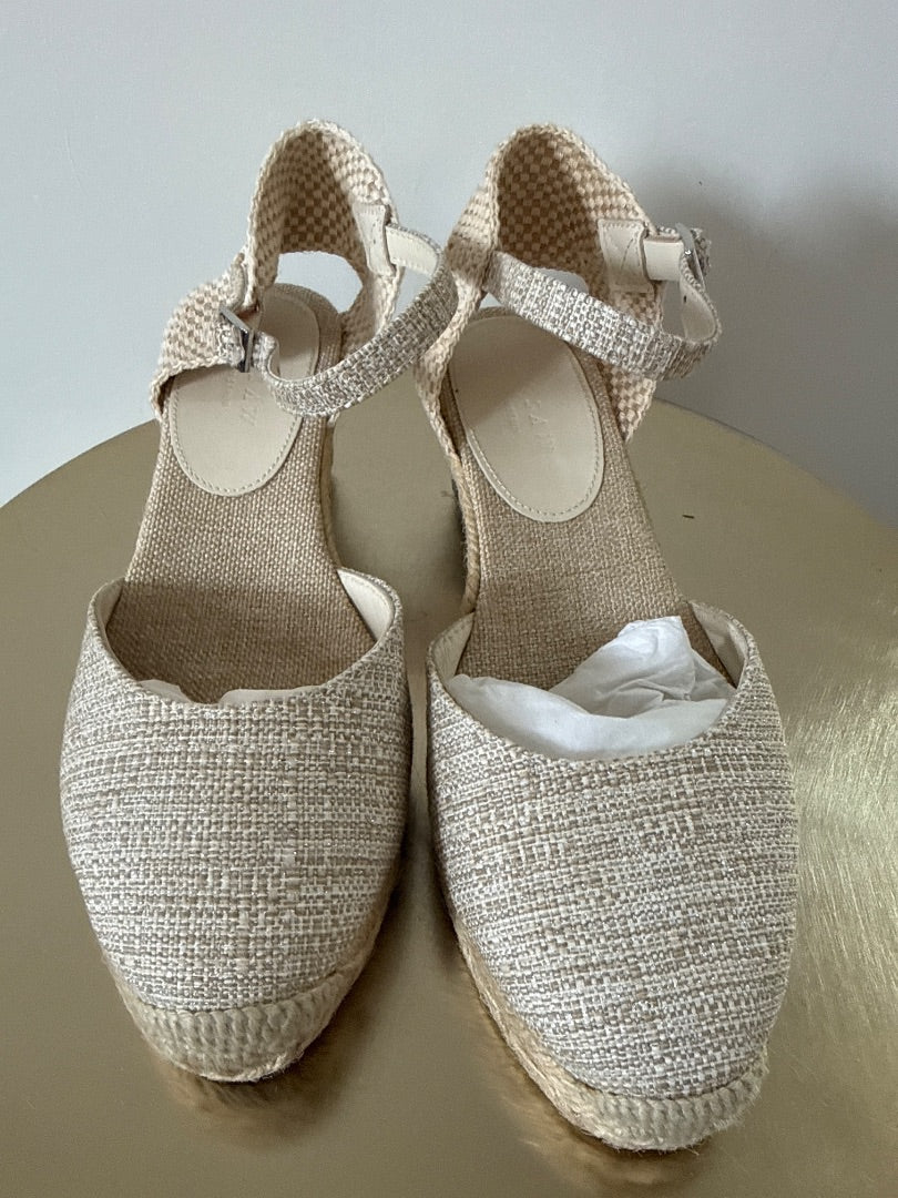 Jigsaw Ecru Wedge Espadrilles, Size Uk5