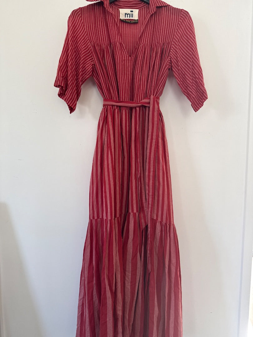 MII Red Striped cotton dress, Size medium