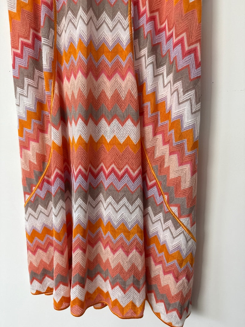 Missoni Orange Zig zag maxi skirt, Size