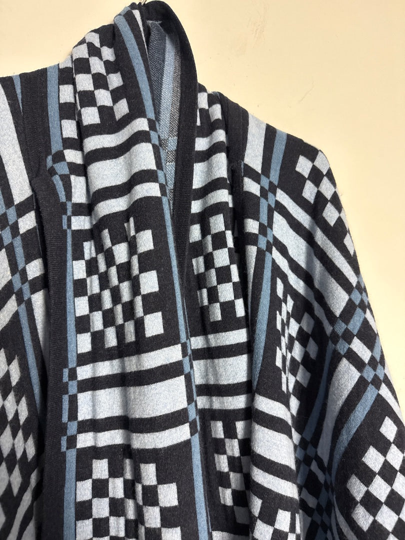 Sea New York Blue Knitted geometric cape, Size One size