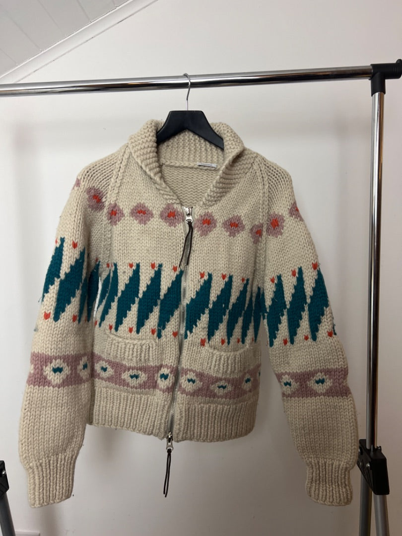 Cacharel Ecru Vintage wool zip cardigan, Size Small