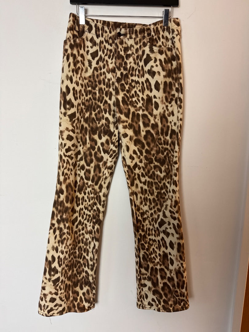 Oui Brown Vintage Leopard trousers, Size 12