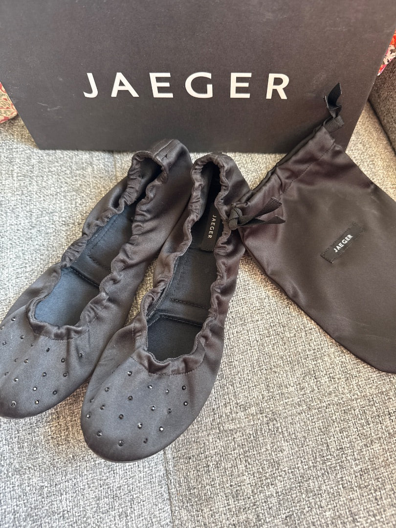 Jaeger Black Satin ballet slippers, Size 39
