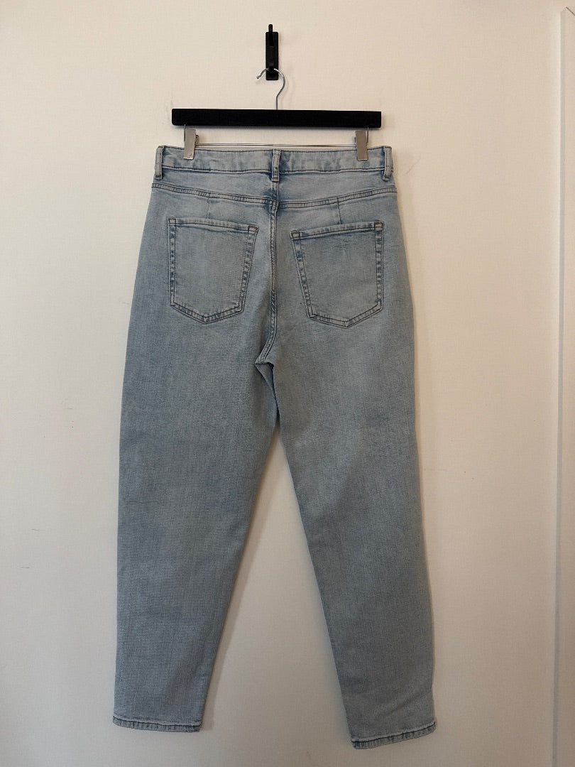 M&S Pale Blue Washed relaxed fit jeans, Size 12