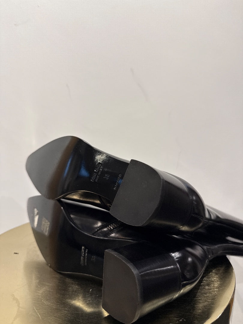 Miu miu Black shiny leather boots, Size 38