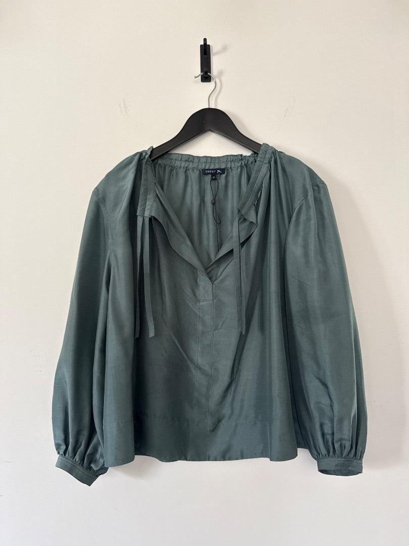 Soeur Teal Tie neck top, Size 36