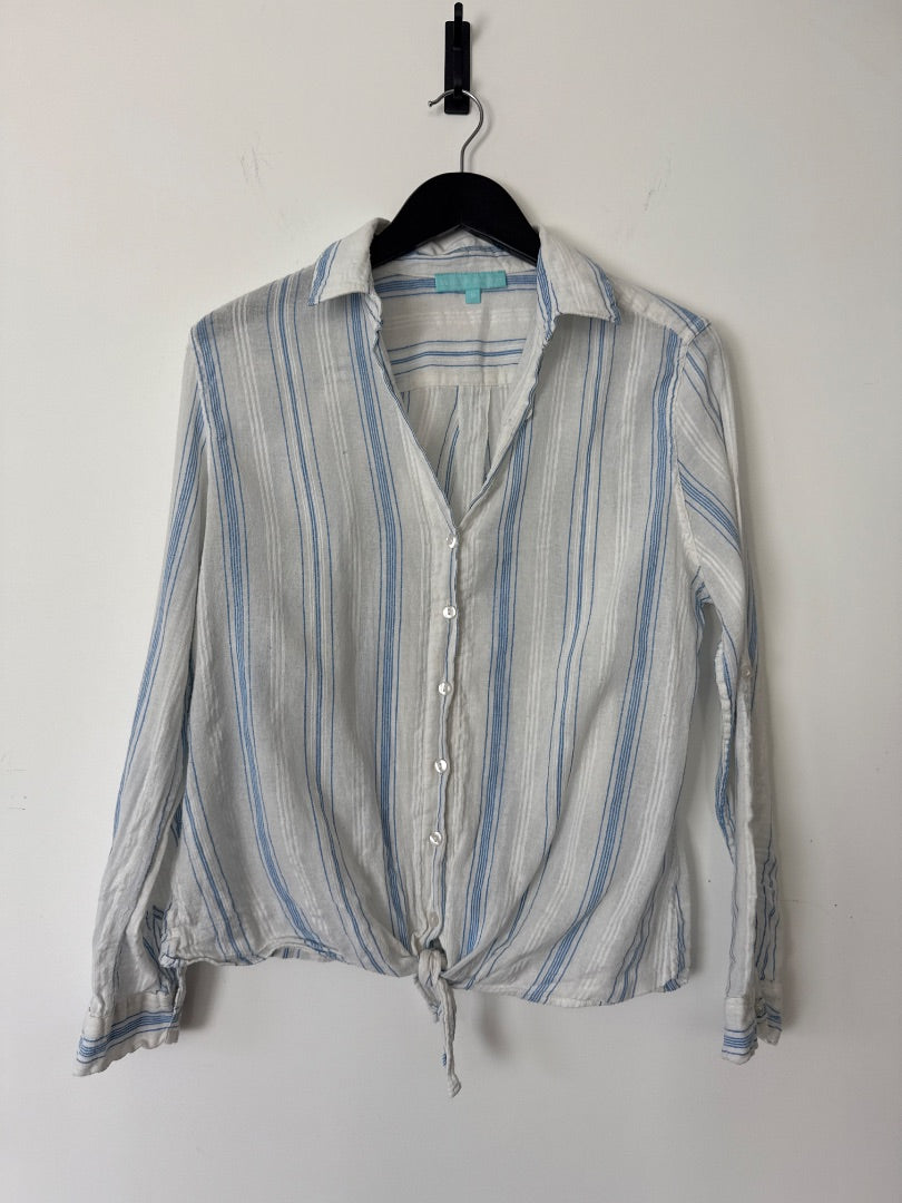 Melissa odabash Blue Striped cheesecloth top, Size M