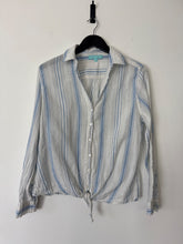 Load image into Gallery viewer, Melissa odabash Blue Striped cheesecloth top, Size M
