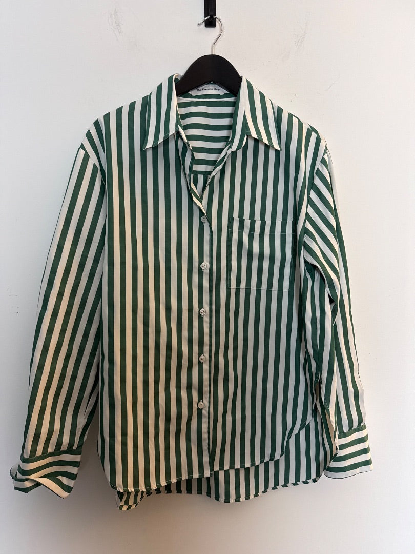 Frankie shop Green Striped shirt, Size Xs