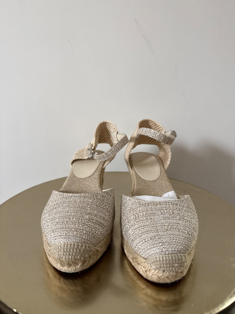Jigsaw Ecru Wedge Espadrilles, Size Uk5