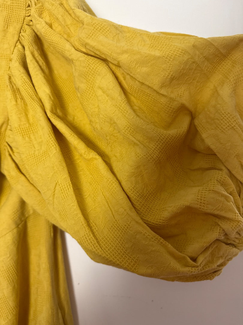 Johanna Sands Mustard Textured midi dress, Size 12