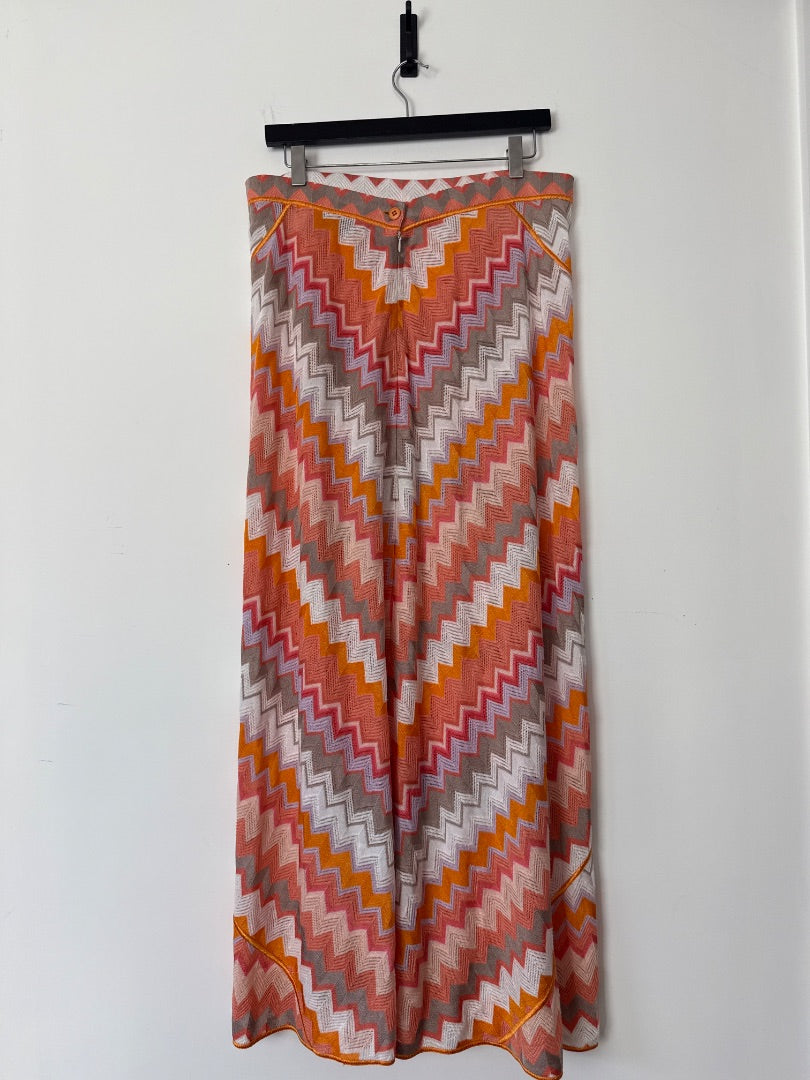 Missoni Orange Zig zag maxi skirt, Size