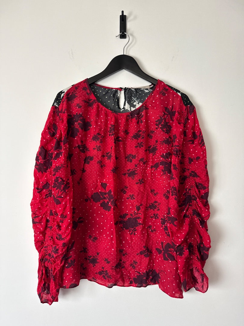 Preen Line Multicoloured floral ruched sleeves top, Size medium