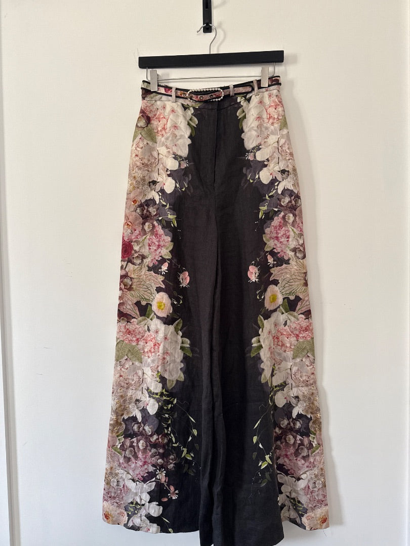 Zimmermann Multicoloured Floral wide legged trousers, Size 2