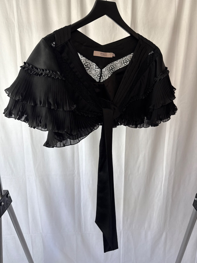 red valentino Black Lace bow cape, Size 42