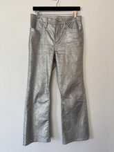 Load image into Gallery viewer, J crew Silver Metallic cropped boot cut trousers, Size 29

