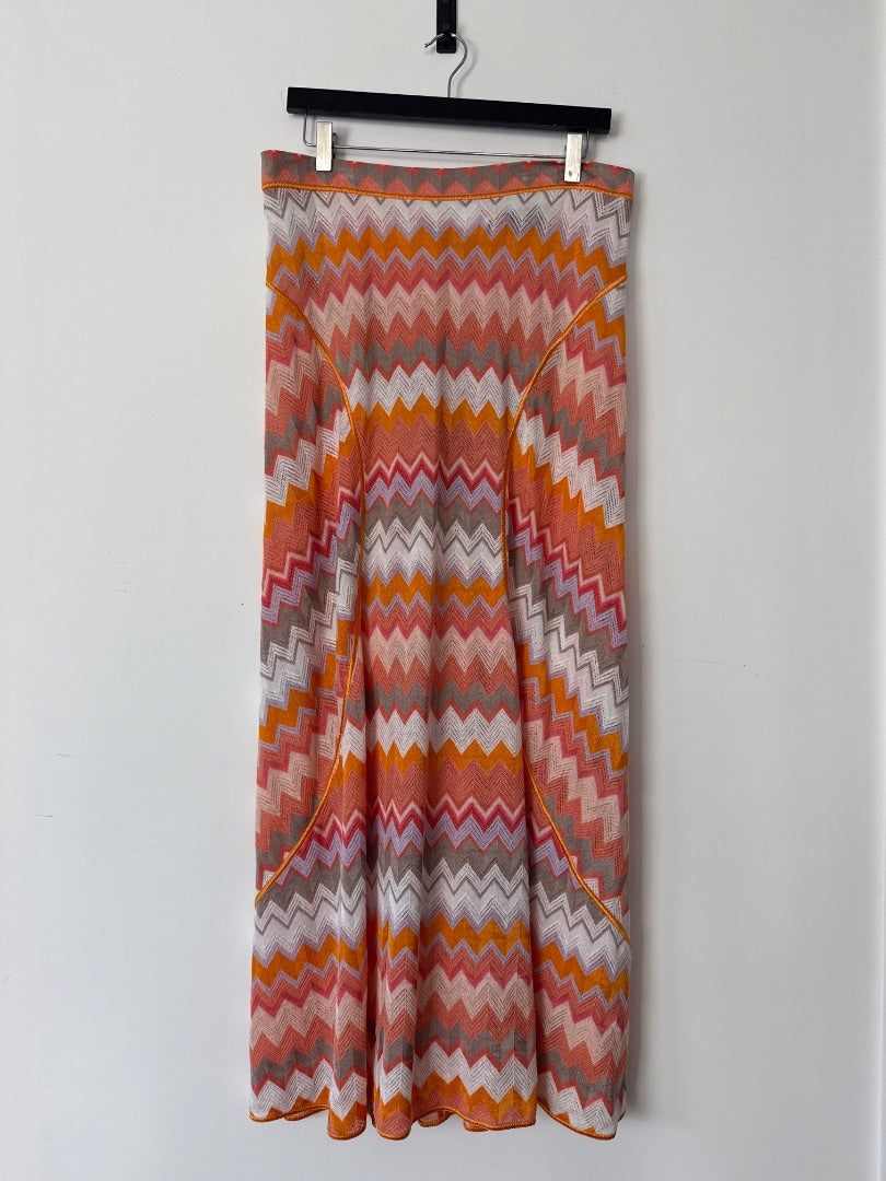 Missoni Orange Zig zag maxi skirt, Size
