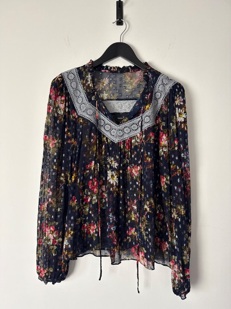 needle & thread navy floral top, Size 14