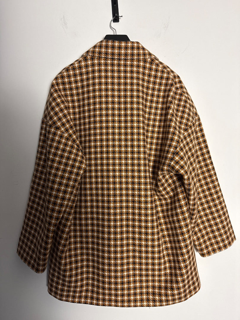 Gestuz Brown Checked oversized jacket, Size XS