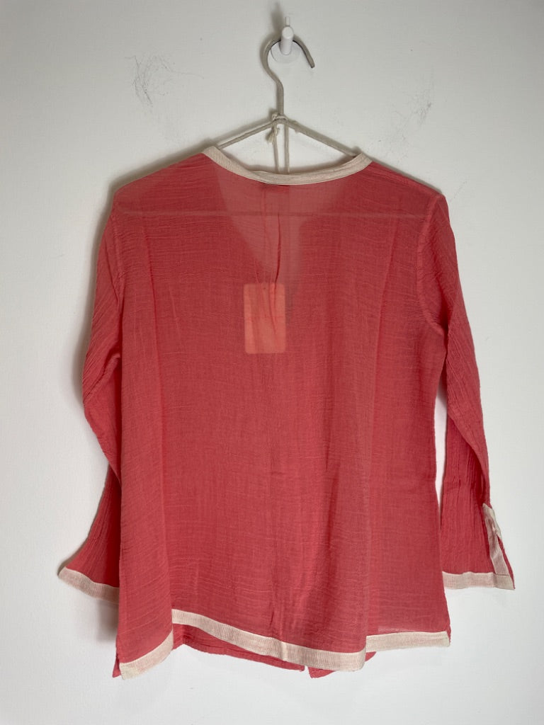 Ambas Italy Rose Ruffolo Cotton Beach Shirt, Size M/L