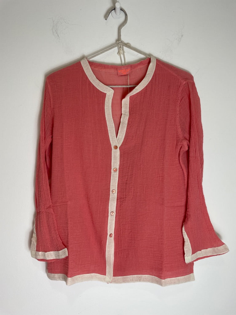 Ambas Italy Rose Ruffolo Cotton Beach Shirt, Size M/L