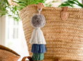 Pom Pom Trio Tassel Swag, 7cm Denim Blues