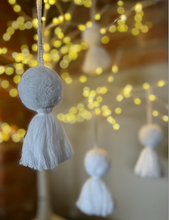 Load image into Gallery viewer, Christmas Decoration Pom Pom &amp; Tassel Bauble  White
