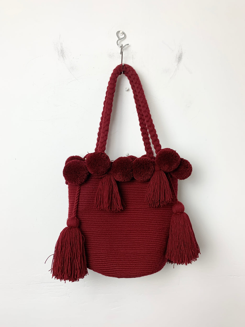 Columbia Collective Wayuu Berry Red Pom Pom Bag